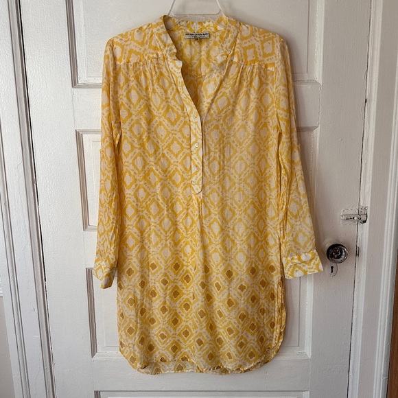 Roberta Roller Rabbit Tunic Silk Blend Lightweight 1/4 Button Down Roll Tab XS - Picture 3 of 17